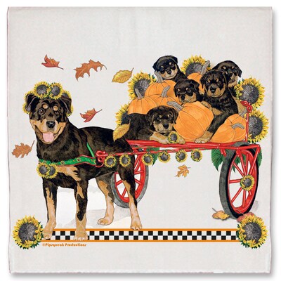 Rottweiler Pumpkin Ride Kitchen Dish Towel Pet Gift (DT-F800) - image1